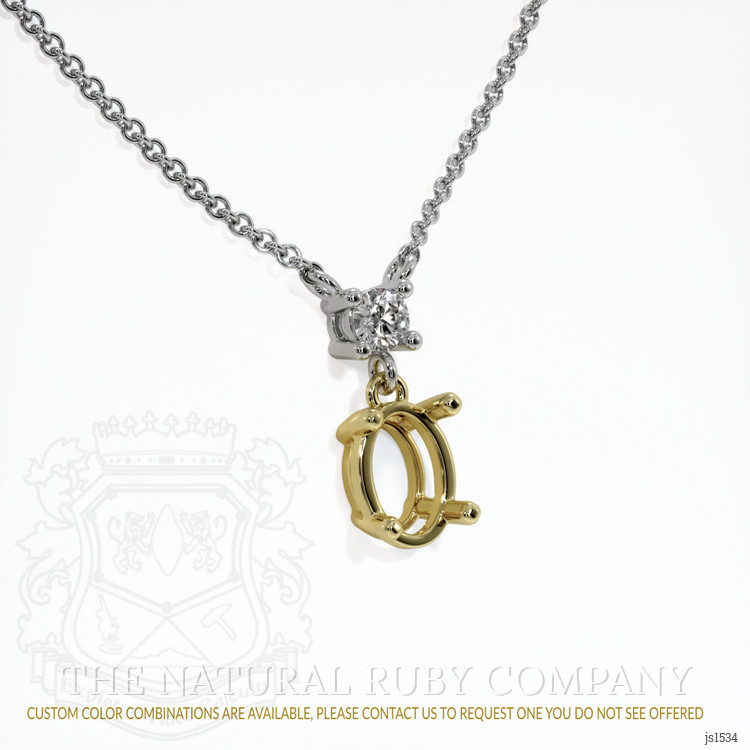 18K Yellow & White Accent Stones Necklace Setting