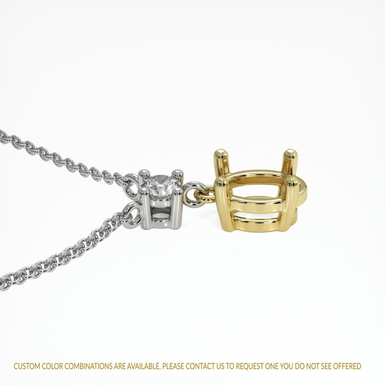 18K Yellow & White Accent Stones Necklace Setting