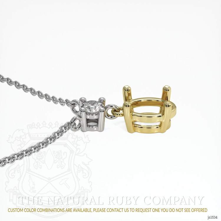 18K Yellow & White Accent Stones Necklace Setting