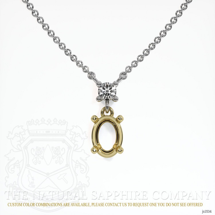 18K Yellow & White Accent Stones Necklace Setting