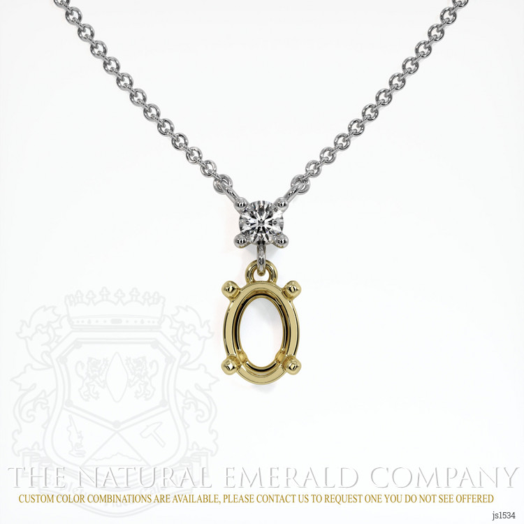 18K Yellow & White Accent Stones Necklace Setting