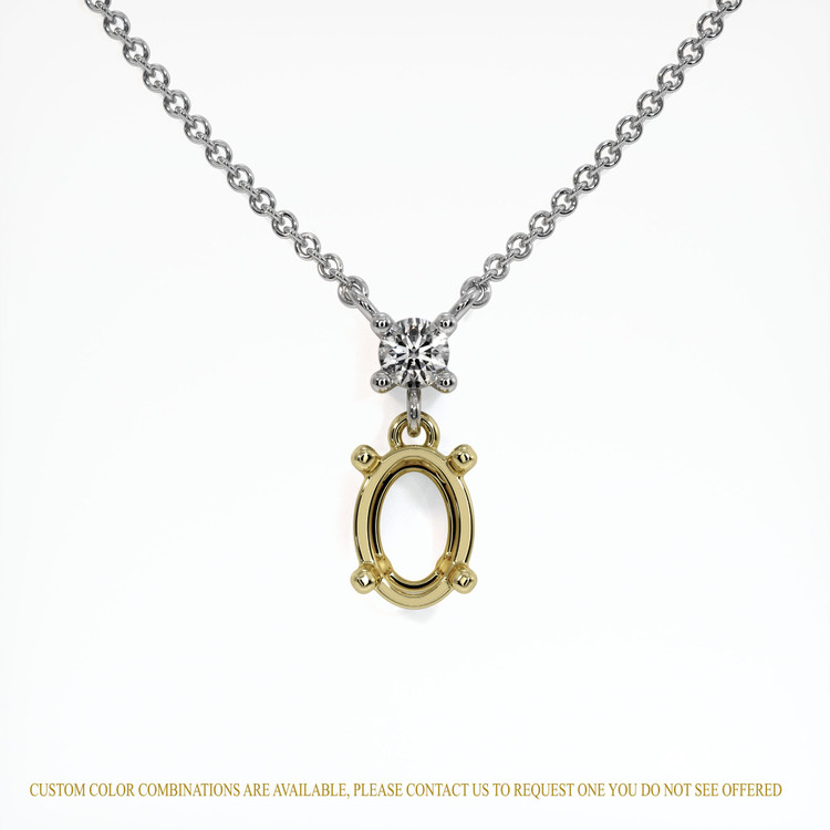 18K Yellow & White Accent Stones Necklace Setting