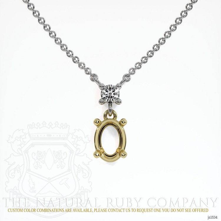 18K Yellow & White Accent Stones Necklace Setting