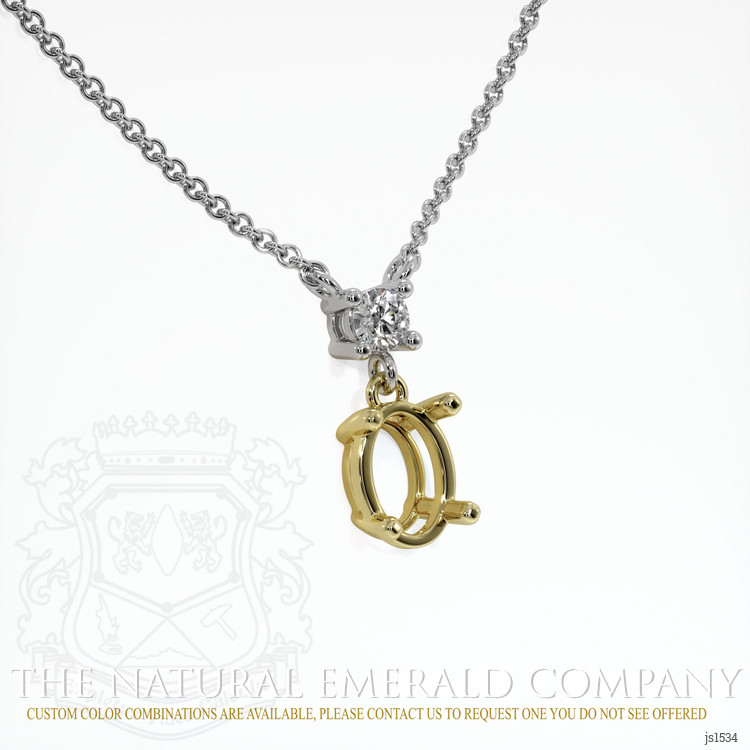 18K Yellow & White Accent Stones Necklace Setting