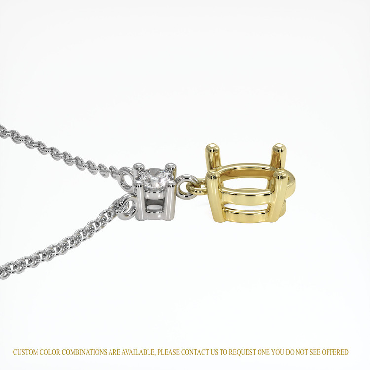18K Yellow & White Accent Stones Necklace Setting