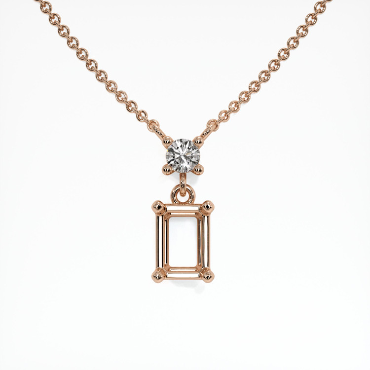 14K Rose Gold Accent Stones Necklace Setting
