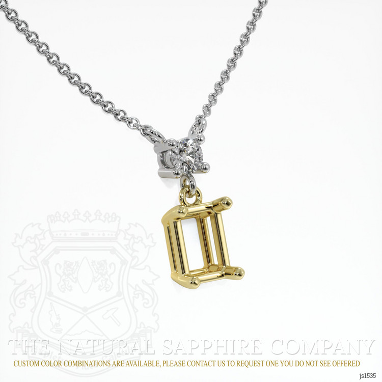 18K Yellow & White Accent Stones Necklace Setting