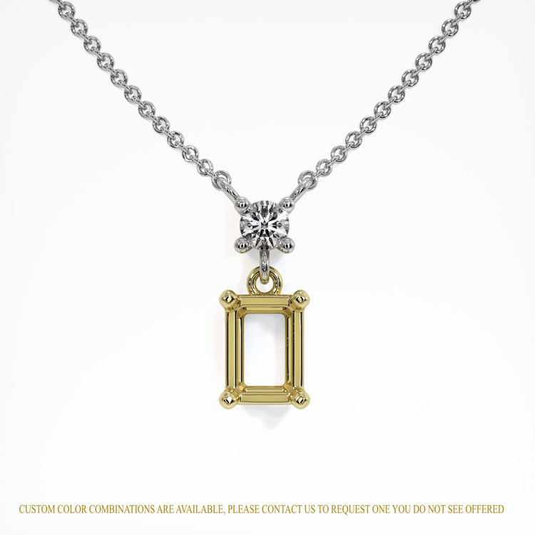 18K Yellow & White Accent Stones Necklace Setting