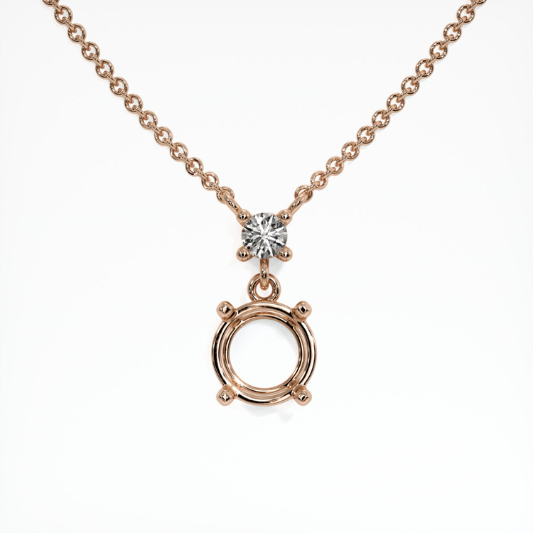 14K Rose Gold Accent Stones Necklace Setting