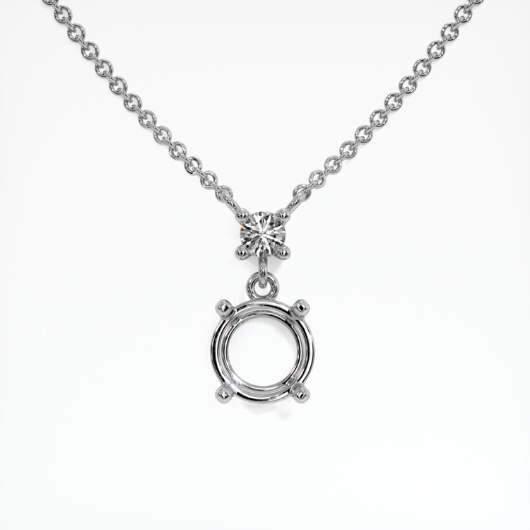 14K White Gold Accent Stones Necklace Setting