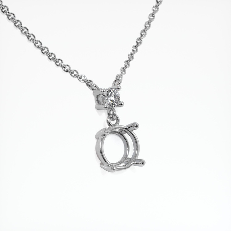 14K White Gold Accent Stones Necklace Setting