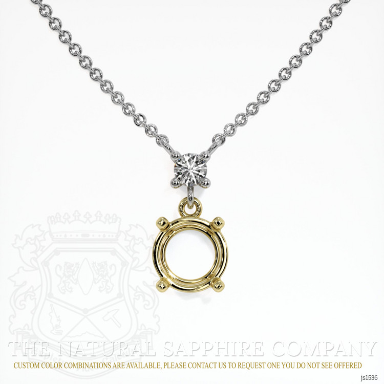 18K Yellow & White Accent Stones Necklace Setting