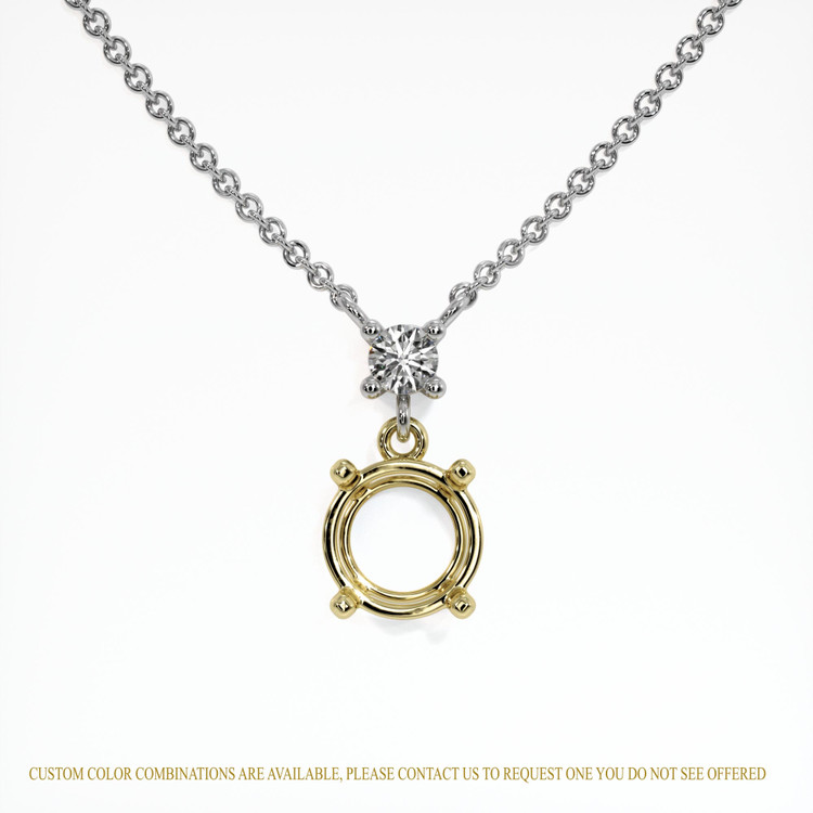 18K Yellow & White Accent Stones Necklace Setting