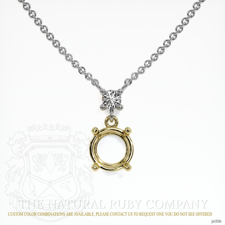 18K Yellow & White Accent Stones Necklace Setting