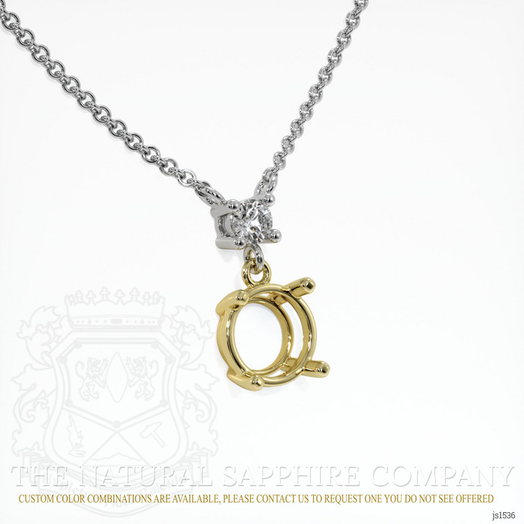 18K Yellow & White Accent Stones Necklace Setting