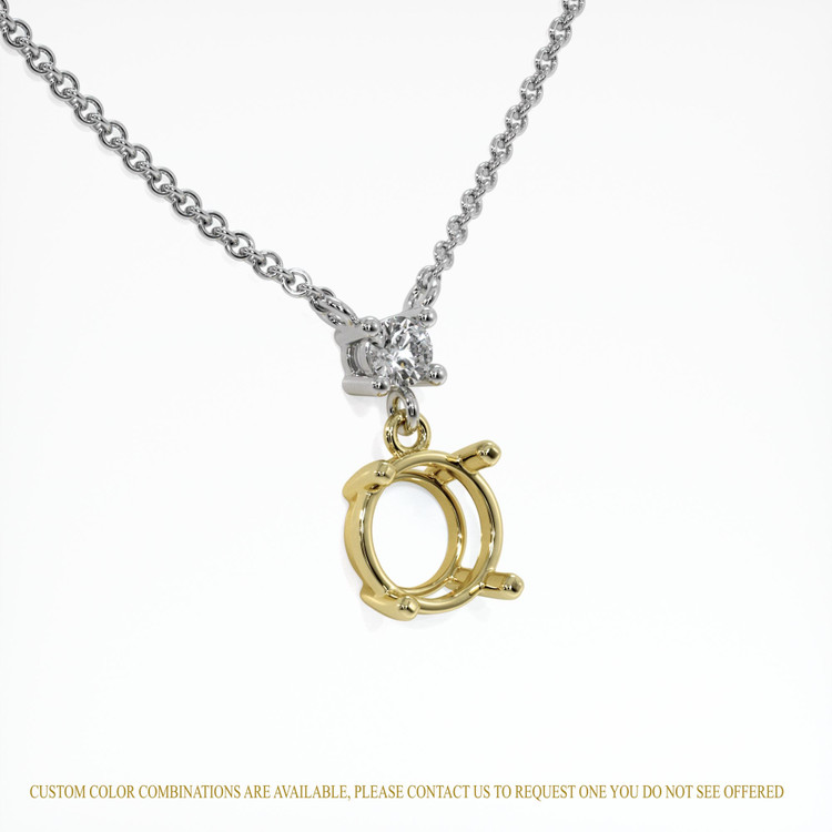 18K Yellow & White Accent Stones Necklace Setting