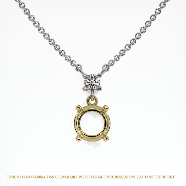 18K Yellow & White Accent Stones Necklace Setting