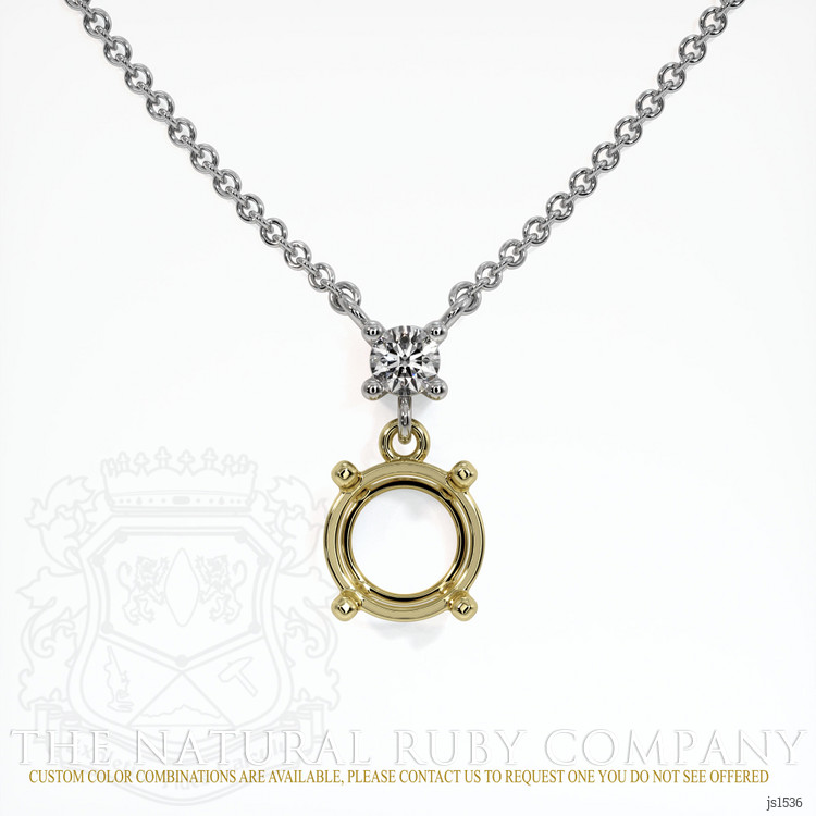 18K Yellow & White Accent Stones Necklace Setting