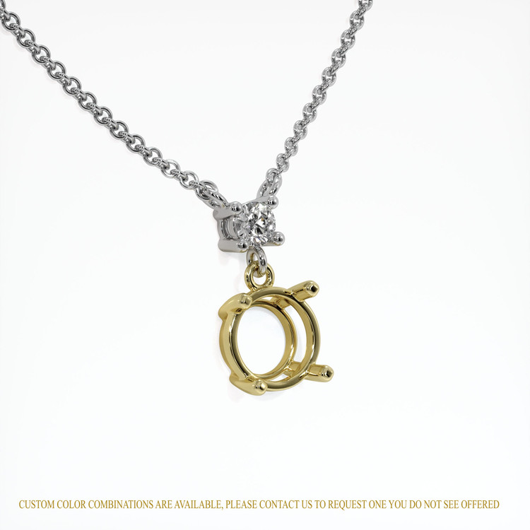 18K Yellow & White Accent Stones Necklace Setting