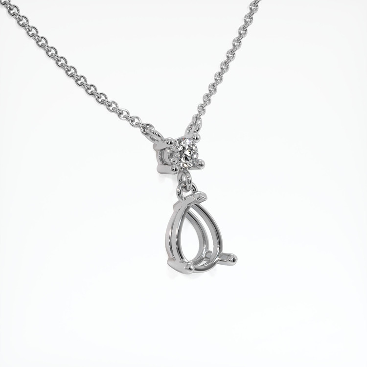 10K White Gold Accent Stones Necklace Setting