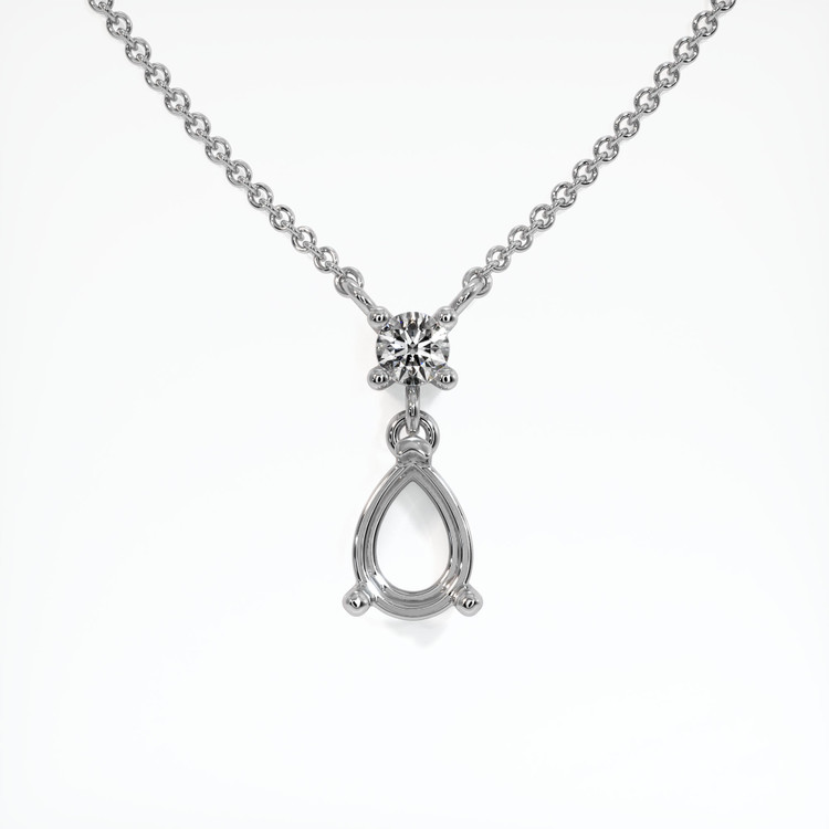 14K White Gold Accent Stones Necklace Setting