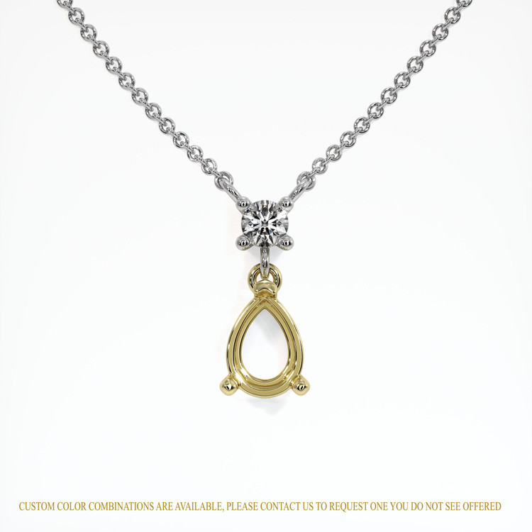 14K Yellow & White Accent Stones Necklace Setting