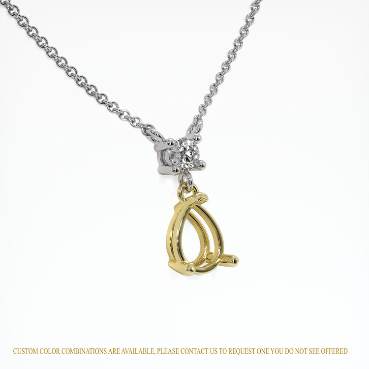 14K Yellow & White Accent Stones Necklace Setting