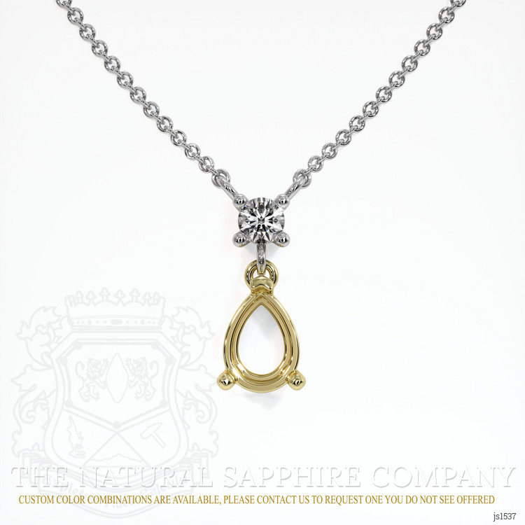 18K Yellow & White Accent Stones Necklace Setting