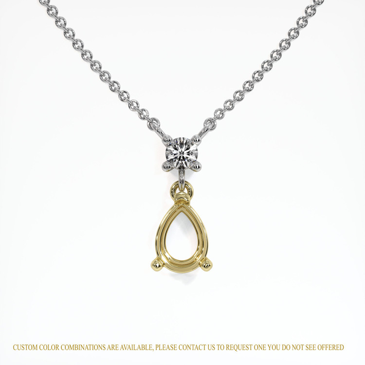 18K Yellow & White Accent Stones Necklace Setting