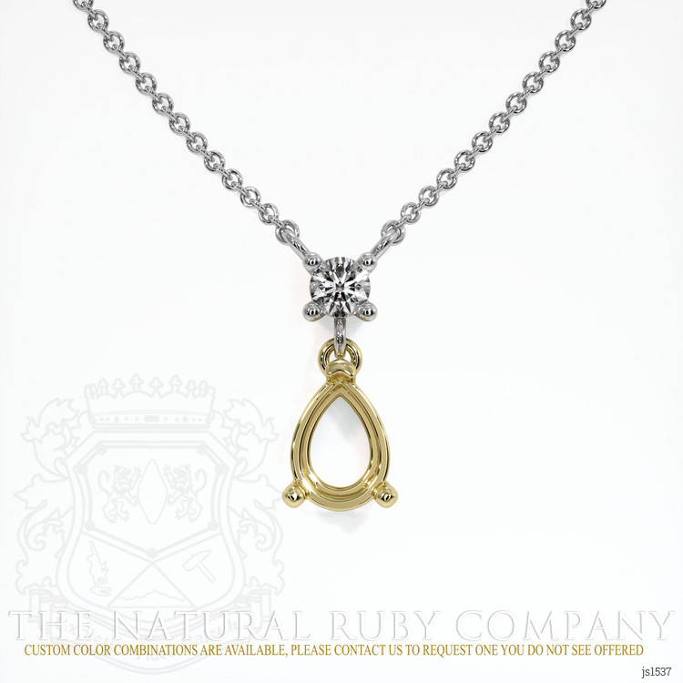 18K Yellow & White Accent Stones Necklace Setting