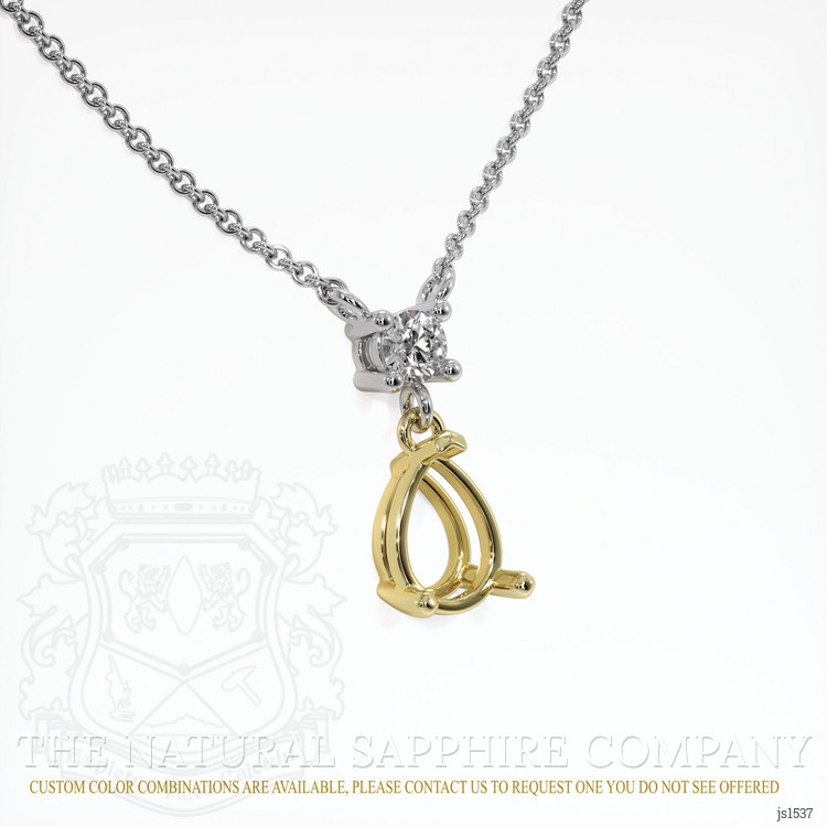 18K Yellow & White Accent Stones Necklace Setting