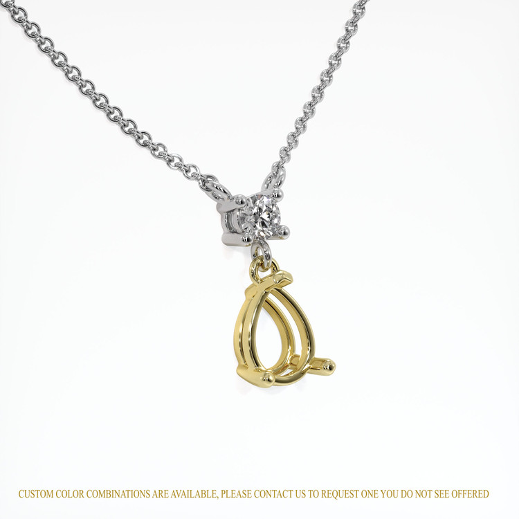 18K Yellow & White Accent Stones Necklace Setting