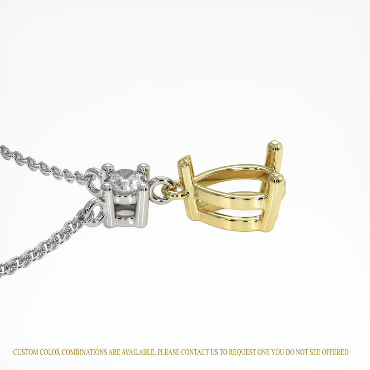 18K Yellow & White Accent Stones Necklace Setting