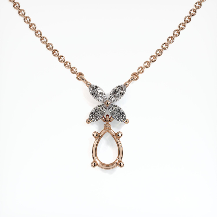 14K Rose Gold Accent Stones Pendant Setting