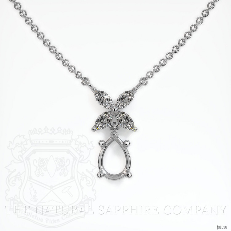 14K White Gold Accent Stones Pendant Setting