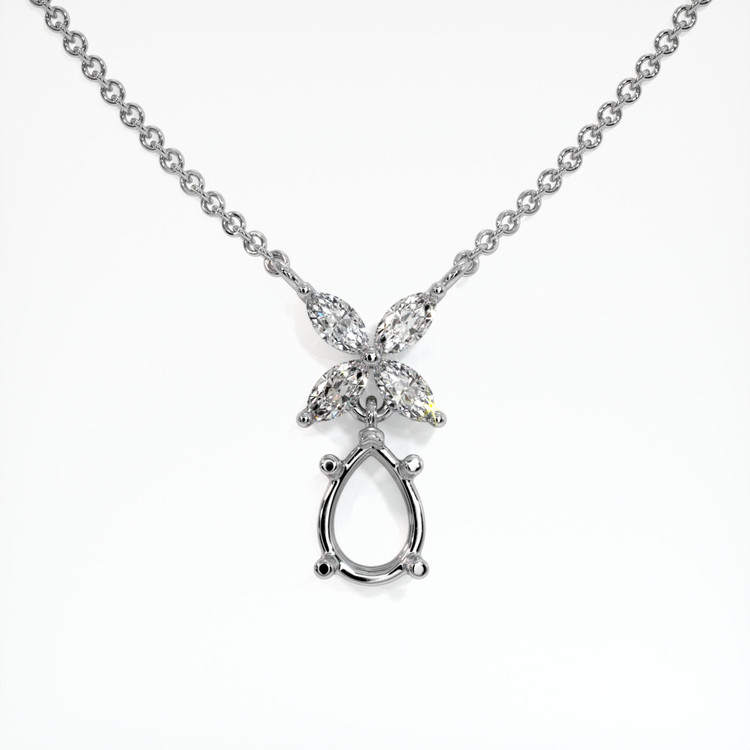 14K White Gold Accent Stones Pendant Setting