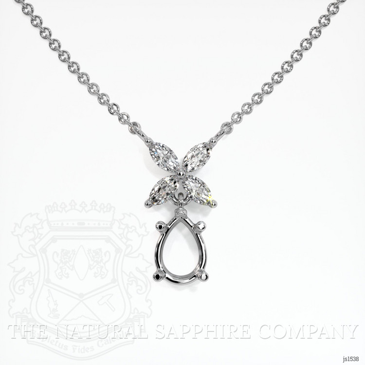 14K White Gold Accent Stones Pendant Setting