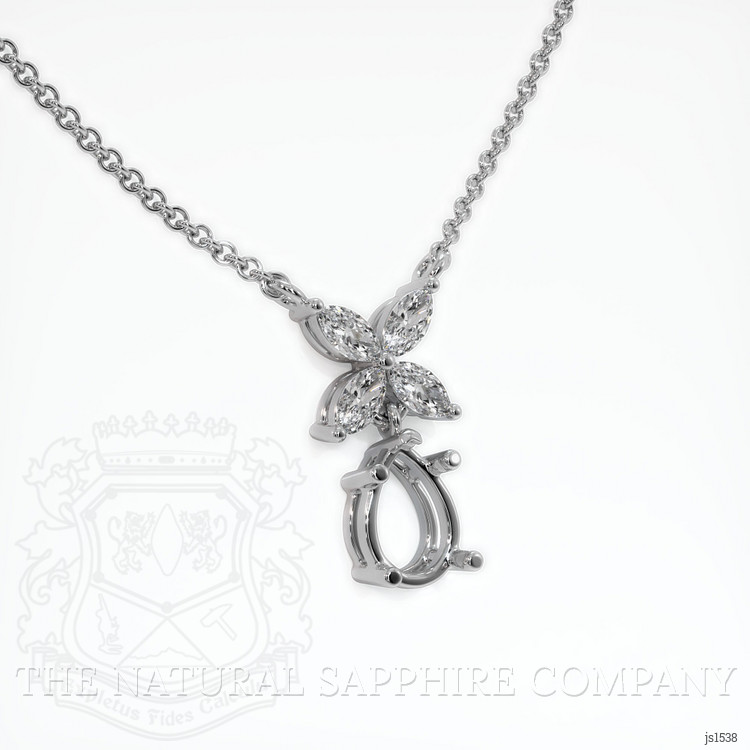 14K White Gold Accent Stones Pendant Setting
