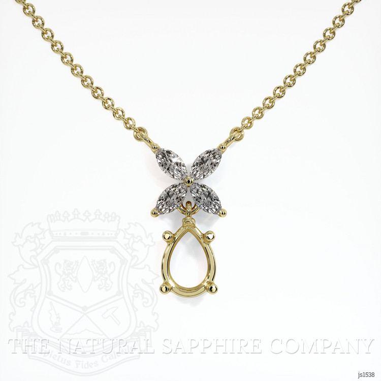 14K Yellow Gold Accent Stones Pendant Setting