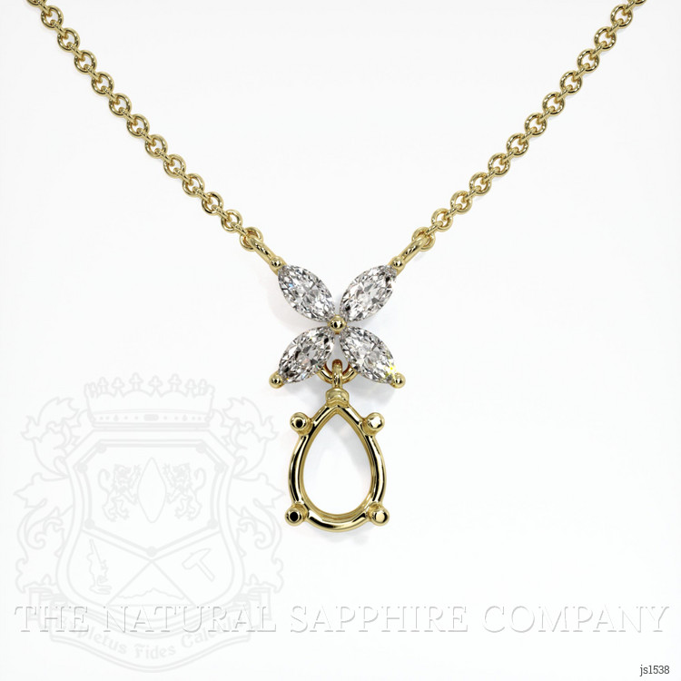 14K Yellow Gold Accent Stones Pendant Setting