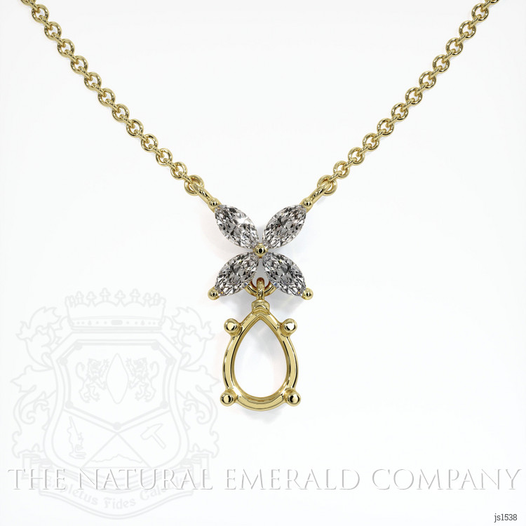 18K Yellow Gold Accent Stones Pendant Setting