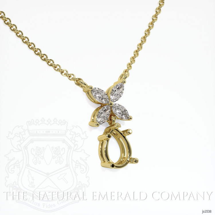 18K Yellow Gold Accent Stones Pendant Setting