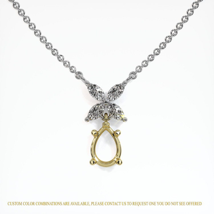 14K Yellow & White Accent Stones Pendant Setting