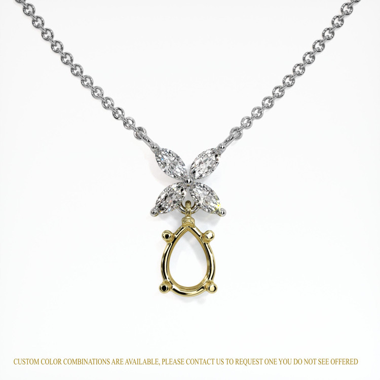 14K Yellow & White Accent Stones Pendant Setting