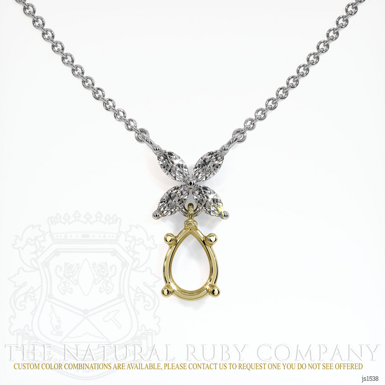 14K Yellow & White Accent Stones Pendant Setting