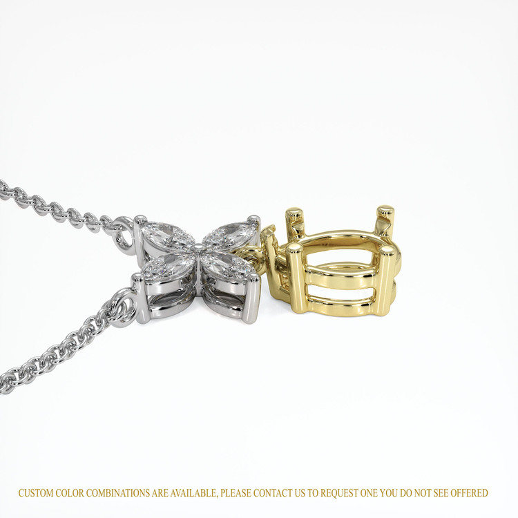 14K Yellow & White Accent Stones Pendant Setting