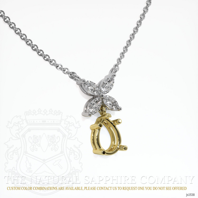 18K Yellow & White Accent Stones Pendant Setting