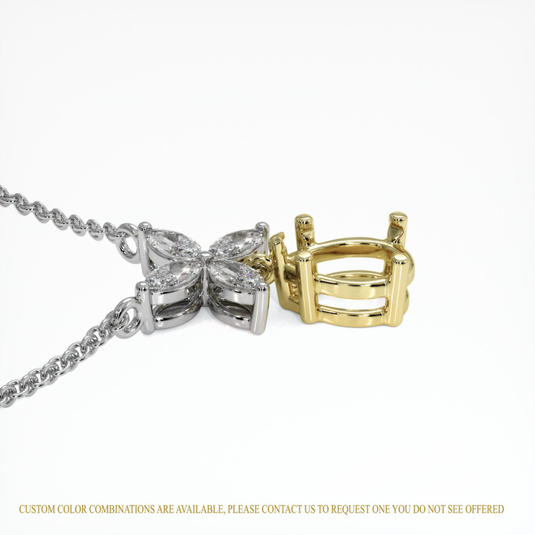 18K Yellow & White Accent Stones Pendant Setting