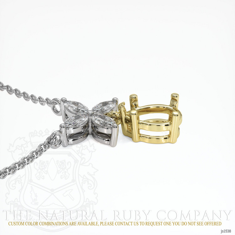 18K Yellow & White Accent Stones Pendant Setting