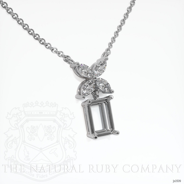 14K White Gold Accent Stones Pendant Setting